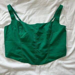 Abercrombie & Fitch Green Ruched Bustier Crop Top